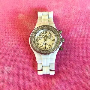 Technomarine white watch with diamond bezel